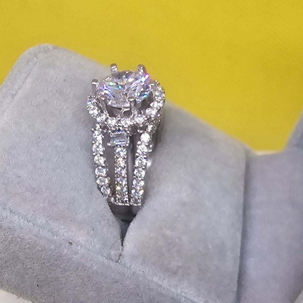 Exquisite 3CT Micro Pave Statement Ring • 18K White Gold EP • Brilliant Sparkle
